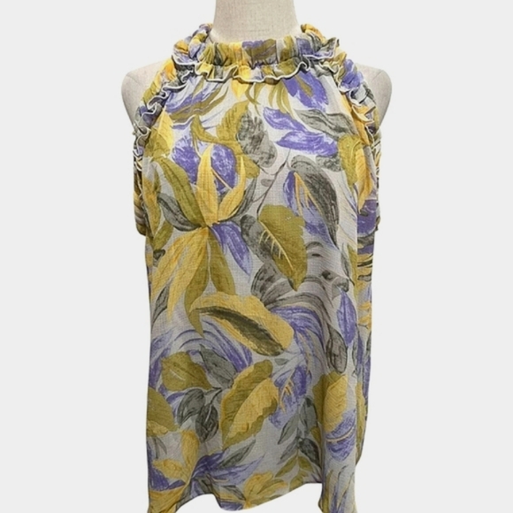 Anthropologie Entro Top Womens Medium Floral Halter Ruffle Blouse - Picture 2 of 6